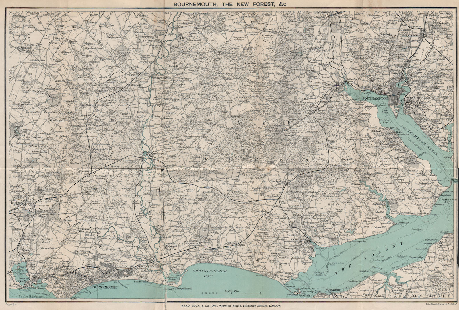 THE NEW FOREST & environs. Bournemouth Southampton Ringwood. WARD LOCK 1917 map